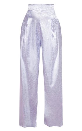Lilac Satin Jacquard Wide Leg Trouser