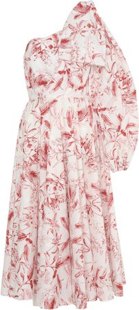 Anouki One-Shoulder Floral-Print Cotton Midi Dress