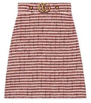 Gucci - Embellished Striped Tweed Skirt - Red