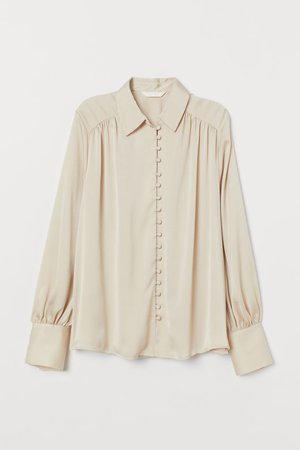 Balloon-sleeved Blouse - Light beige - Ladies | H&M US