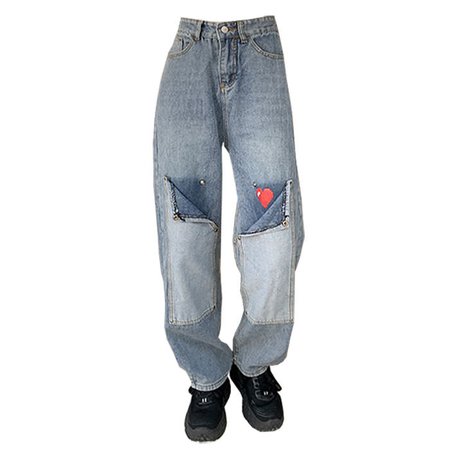 Early 2000s Pixel Heart Wide Jeans | BOOGZEL APPAREL – Boogzel Apparel
