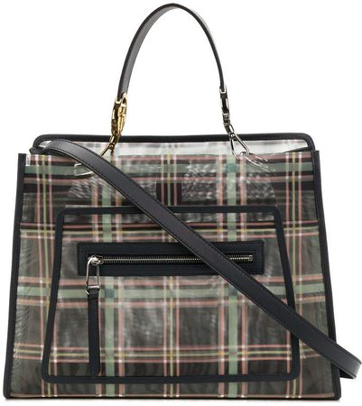 Runway translucent check tote