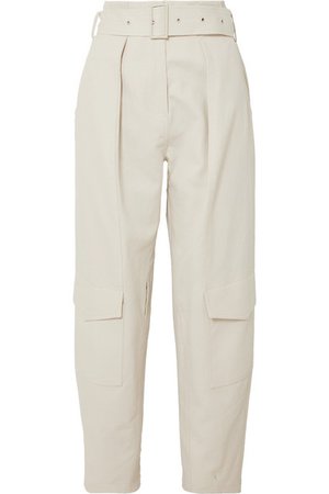 LOW CLASSIC | Belted cotton-canvas tapered pants | NET-A-PORTER.COM