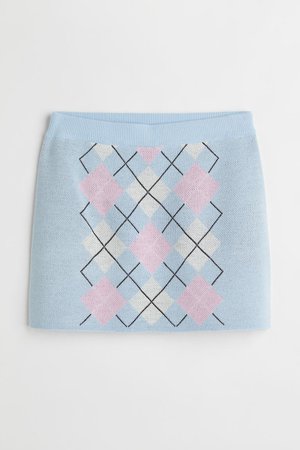Knit Skirt - Light blue/argyle - Ladies | H&M US
