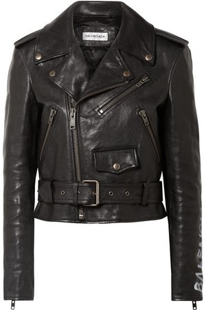 Balenciaga | Printed textured-leather biker jacket | NET-A-PORTER.COM