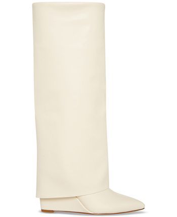 Madden Girl Evander Fold-Over Cuffed Knee High Wedge Dress Boots - Macy's