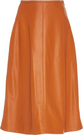 Sally LaPointe Draped Leather Midi Skirt Size: 2