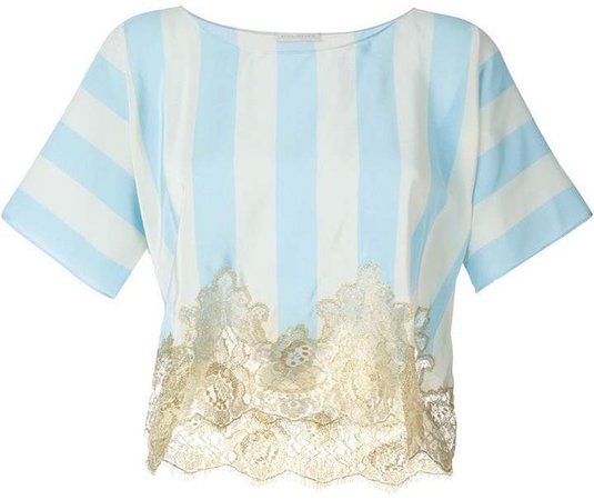 Rosamosario lace application striped T-shirt