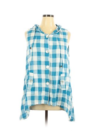 For Cynthia Checked gingham Blue Pullover Hoodie Size XL - 71% off | thredUP