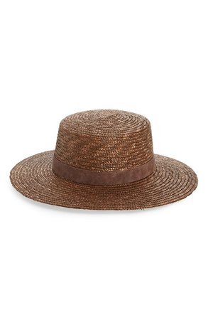 brown straw boater hat