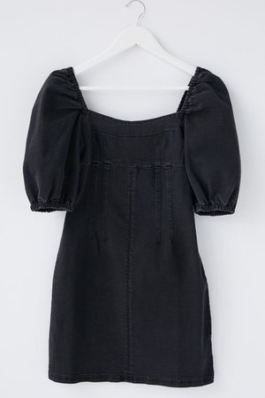 UO Megan Denim Puff Sleeve Mini Dress | Urban Outfitters