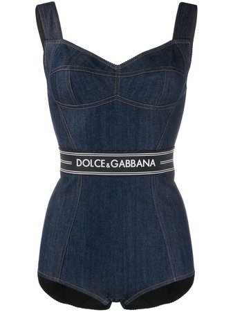 Dolce & Gabbana Logo Denim Bodysuit - Farfetch