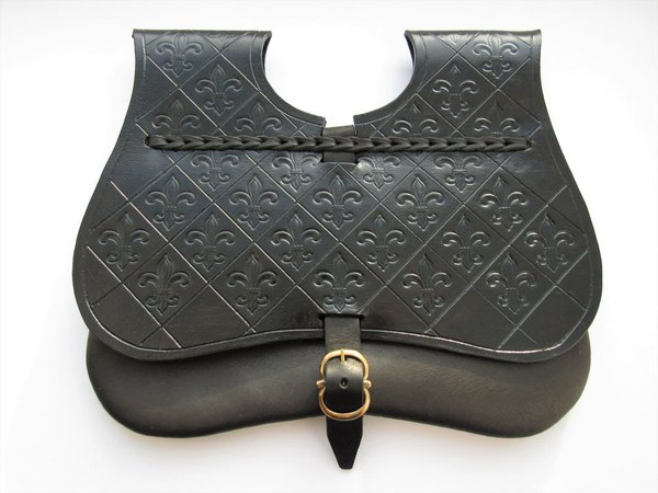 Medieval leather pouch with stamping