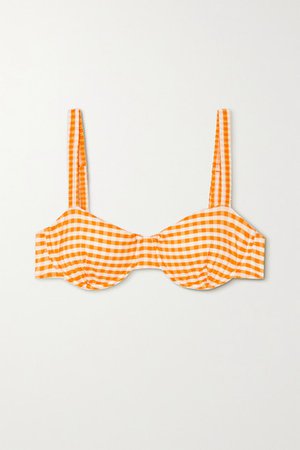 Net Sustain Gingham Underwired Bikini Top - Orange