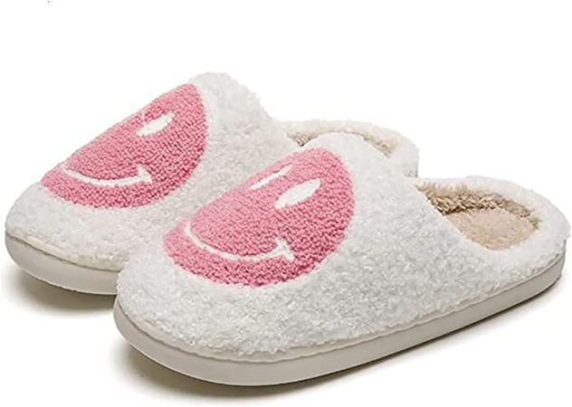 Amazon.com: Smiley Face Slippers,Retro Soft Plush Lightweight House Slippers Slip-on Cozy Indoor Outdoor Slippers,Slip on Anti-Skid Sole : Clothing, Shoes & Jewelry