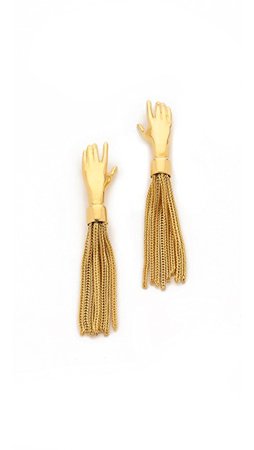 gold earrings hand tassel