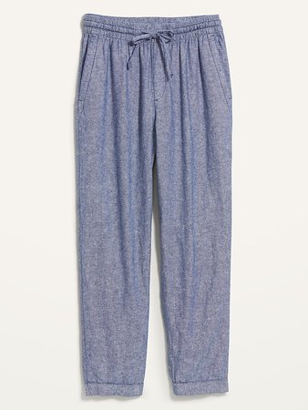 High-Waisted Linen-Blend Straight Cropped Pants for Women | Old Navy