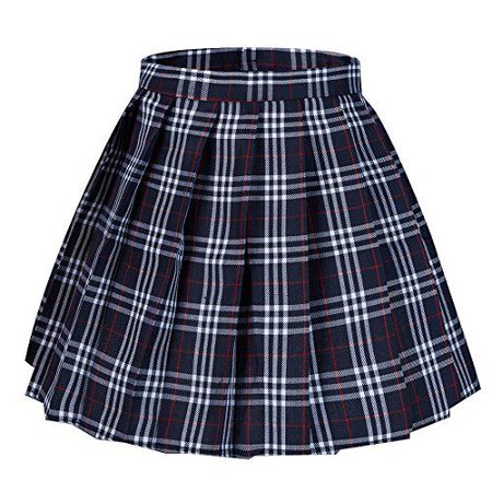 Tremour Women’s Japan High Waisted Pleated Cosplay Costumes Skirts Solid Mini Skirt