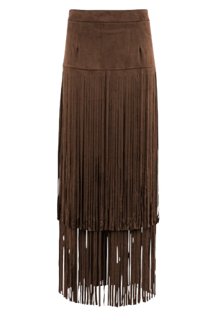 Brown Western Skirt Fringed
