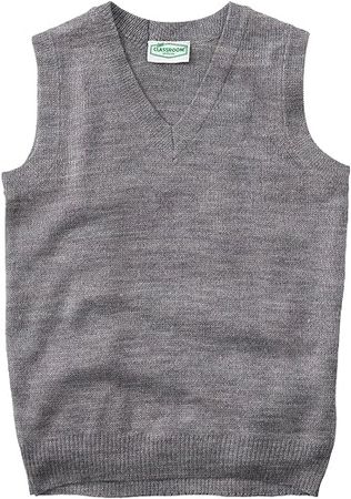 Amazon.com: Classroom School Uniforms Men's Youth Unisex V-Neck Sweater Vest, Heather Grey, Medium: Clothing, Shoes & Jewelry