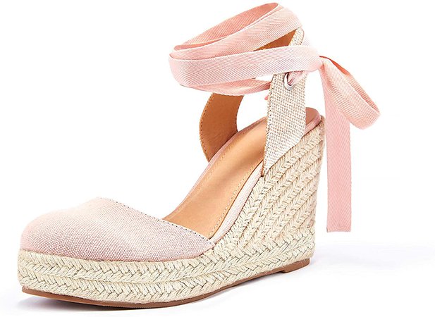 Amazon.com | Womens Espadrille Wedge Sandals Closed Toe Platform Lace Up Ankle Wrap Slingback Sandals | Platforms & Wedges