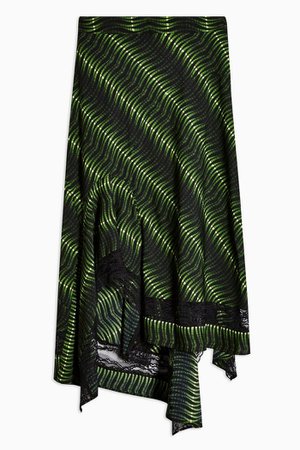 IDOL Green Warped Tiger Print Lace Midi Skirt | Topshop