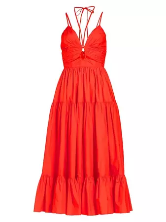 Shop Ulla Johnson Phoebe Strappy Tiered Midi-Dress | Saks Fifth Avenue