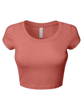 Luna Flower Women's Scoop Neck Crop Top T-Shirt (GTEW150) at Amazon Women’s Clothing store:
