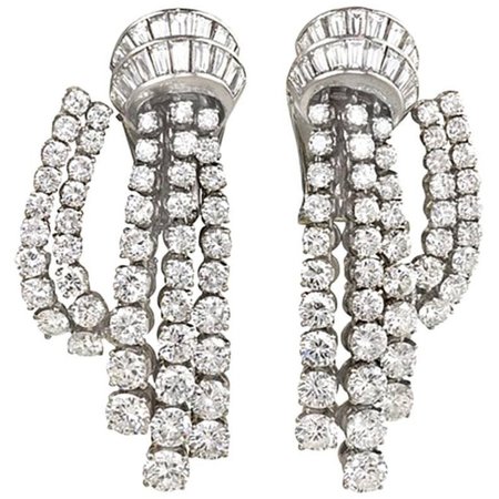 Retro Van Cleef and Arpels "Cascade" Diamond Earrings For Sale at 1stdibs