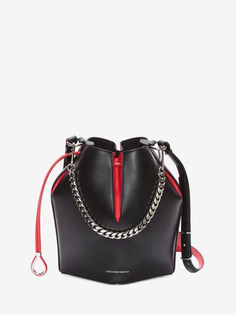 Women's Black/Lust Red The Bucket Bag | Alexander McQueen