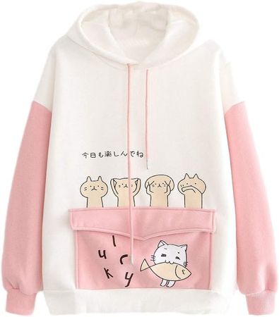 Amazon.com: Cute Cat Hoodie for Teen Girls Long Sleeve Tops Funny Color Splicing Tees Kawaii Autumn Sweatshirt Comfy Blouse Pink : Pet Supplies