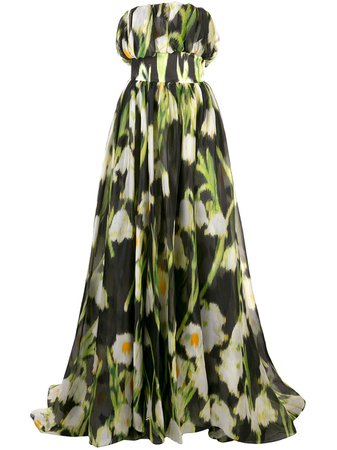 Carolina Herrera, floral-print A-line Gown Dress