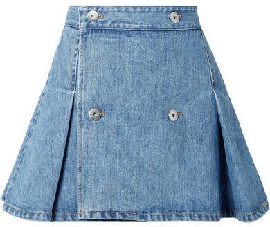 Matthew Adams Dolan - Pleated Denim Mini Skirt - Blue