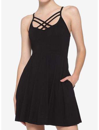 Black Front Strappy Dress | Hot Topic