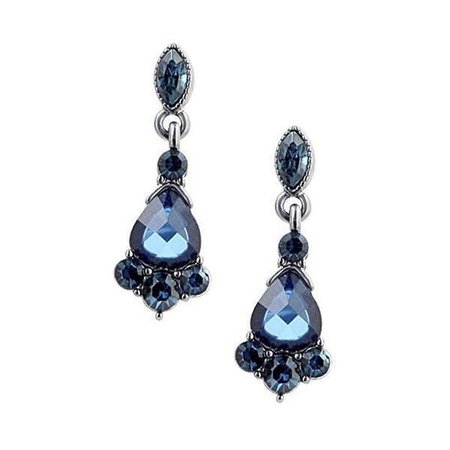 Black-Tone Pear Shape Blue Drop Earrings