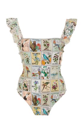 Nativa Ruffled Printed Swimsuit by Agua by Agua Bendita | Moda Operandi