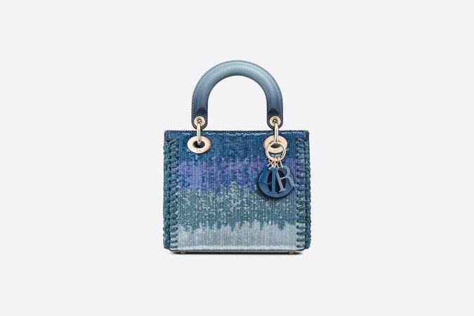 Dior Small Lady Couture Bag Blue Gradient Sequins Embroidery - Presents Leather Handbags For Women