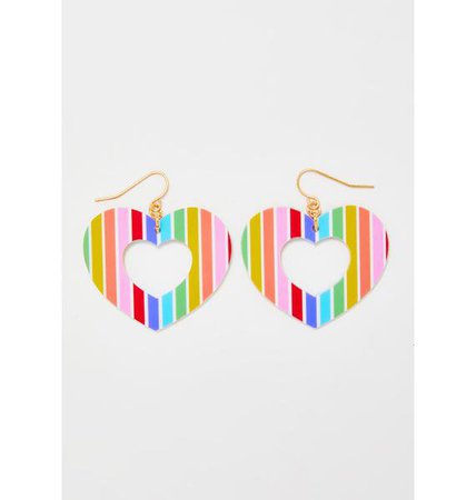 Heart Rainbow Drop Earrings | Dolls Kill