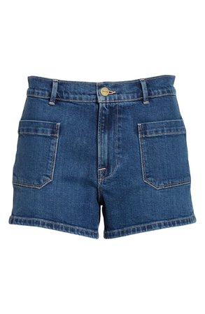 FRAME Le Bardot High Waist Denim Shorts (Manteca) blue