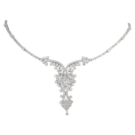 Belle Epoque Antique Diamond Gold Silver Necklace For Sale at 1stDibs
