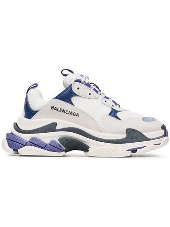 Balenciaga White and Blue Triple S Leather Sneakers $950 - Buy SS19 Online - Fast Global Delivery, Price