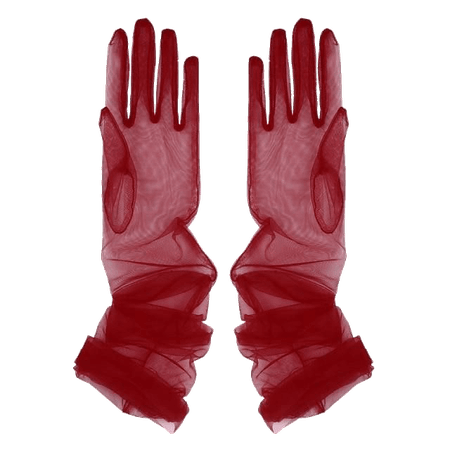 red sheer gloves