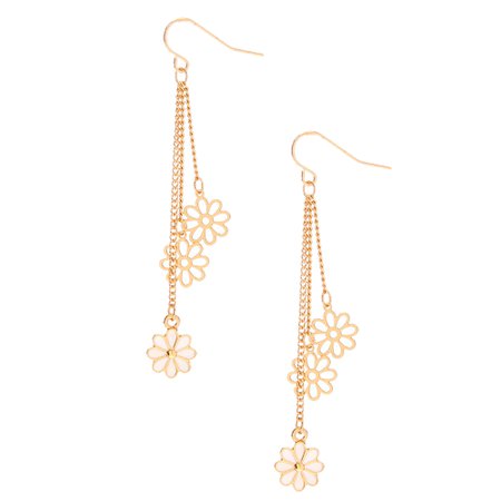 Gold 2.5" Daisy Drop Earrings | Claire's US