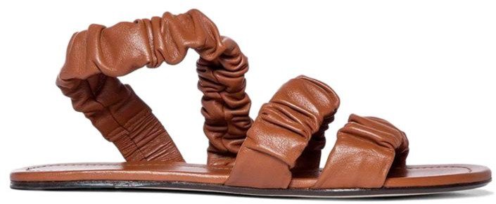 Ellie Ruched Leather Slingback Sandals