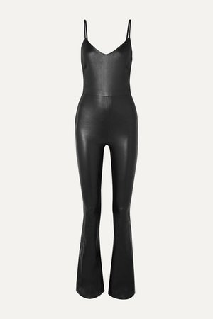 Stretch-leather Jumpsuit - Black