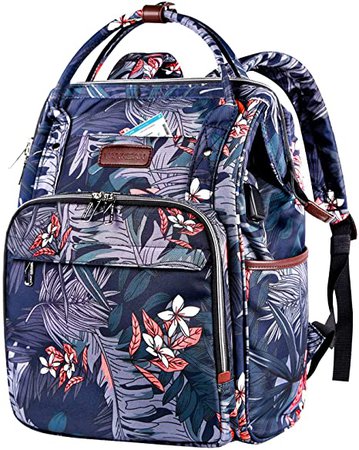 VANKEAN Laptop Backpack for Women 15.6-16.2 Inch Stylish Computer Work Backpack, Water Repellent College Daypack Backpacks with USB Port & RFID Blocking, School Bag Business Travel Backpack, Floral : Electronics