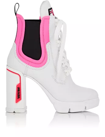 Prada Leather & Neoprene Platform Ankle Boots | Barneys New York