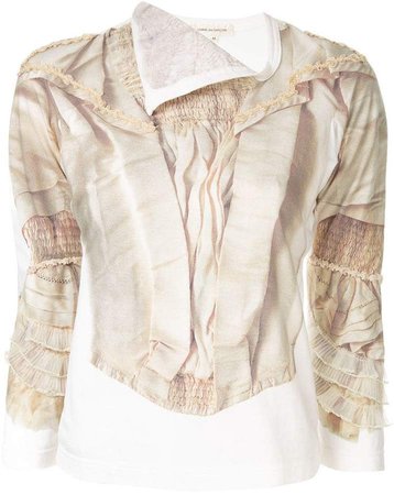 Pre-Owned lace print ruffled T-shirt