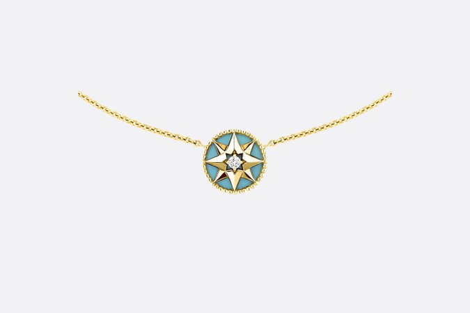 ROSE DES VENTS NECKLACE Yellow Gold, Diamond and Turquoise