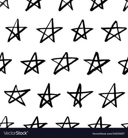 Star seamless pattern hand drawn doodle Royalty Free Vector